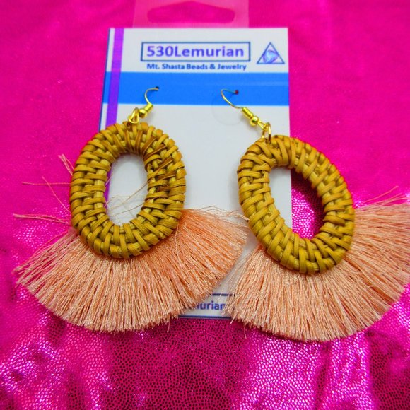 Pink Tassel Earrings - Picture 2 of 3
